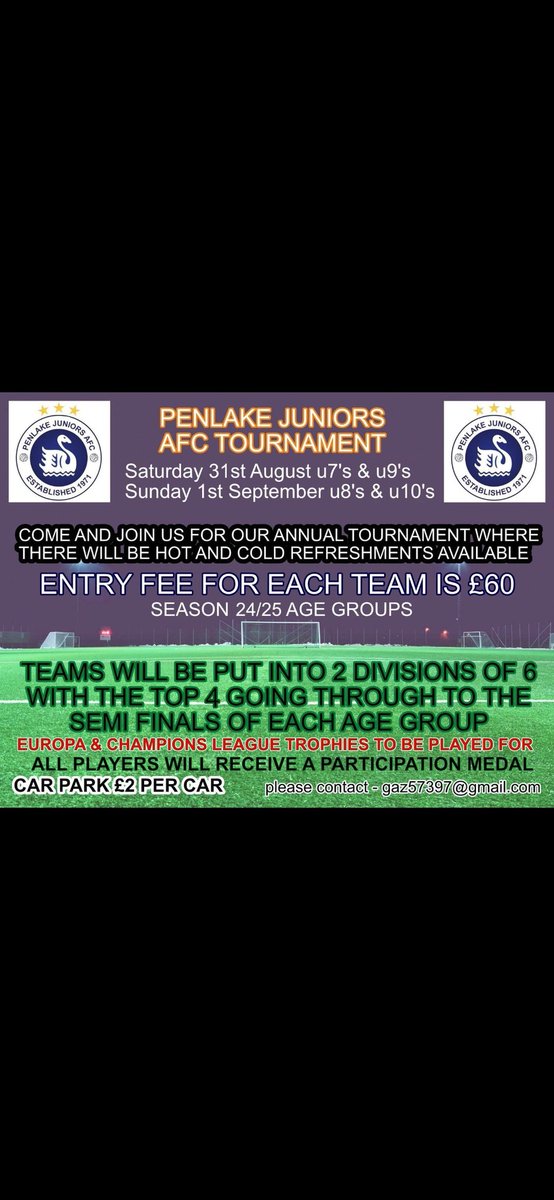 Still places left please get in touch for our anual tournament ⚽️🏆 pls share 👍 always a great day.
