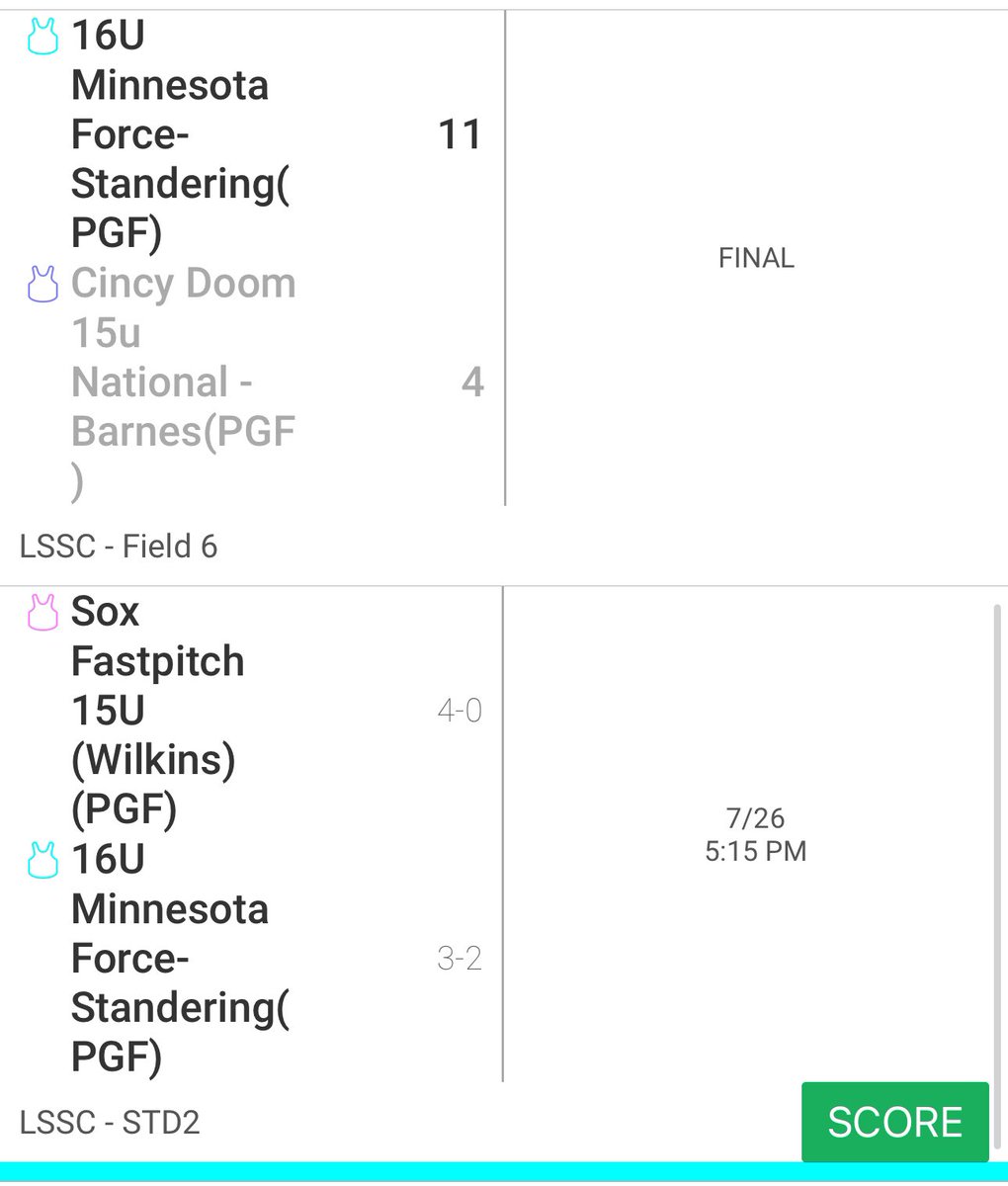 2-0 on the day. We play at 5:15 on Stadium 2