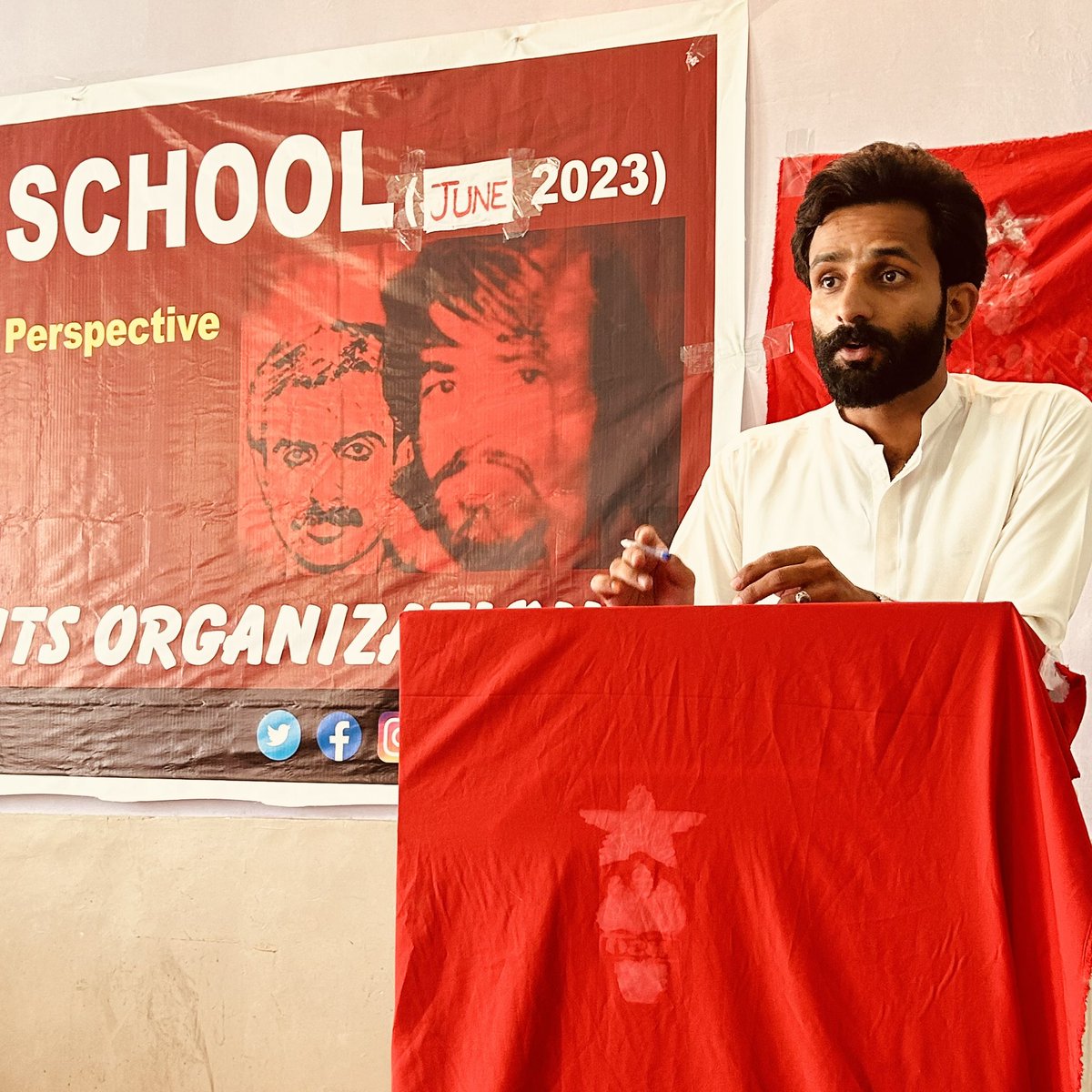Aurangzaibblch's tweet photo. "Last night, BSO Chairman Jiand Baloch, S.V. Chairman Sherbaz, along with Amanullah and Fawad Baloch, were abducted by security forces. Hundreds of youth involved in Raaji Muchi are facing intimidation, detainment, and harassment across Balochistan. #FreeBSOLeaders https://t.co/ppwUu7abp9