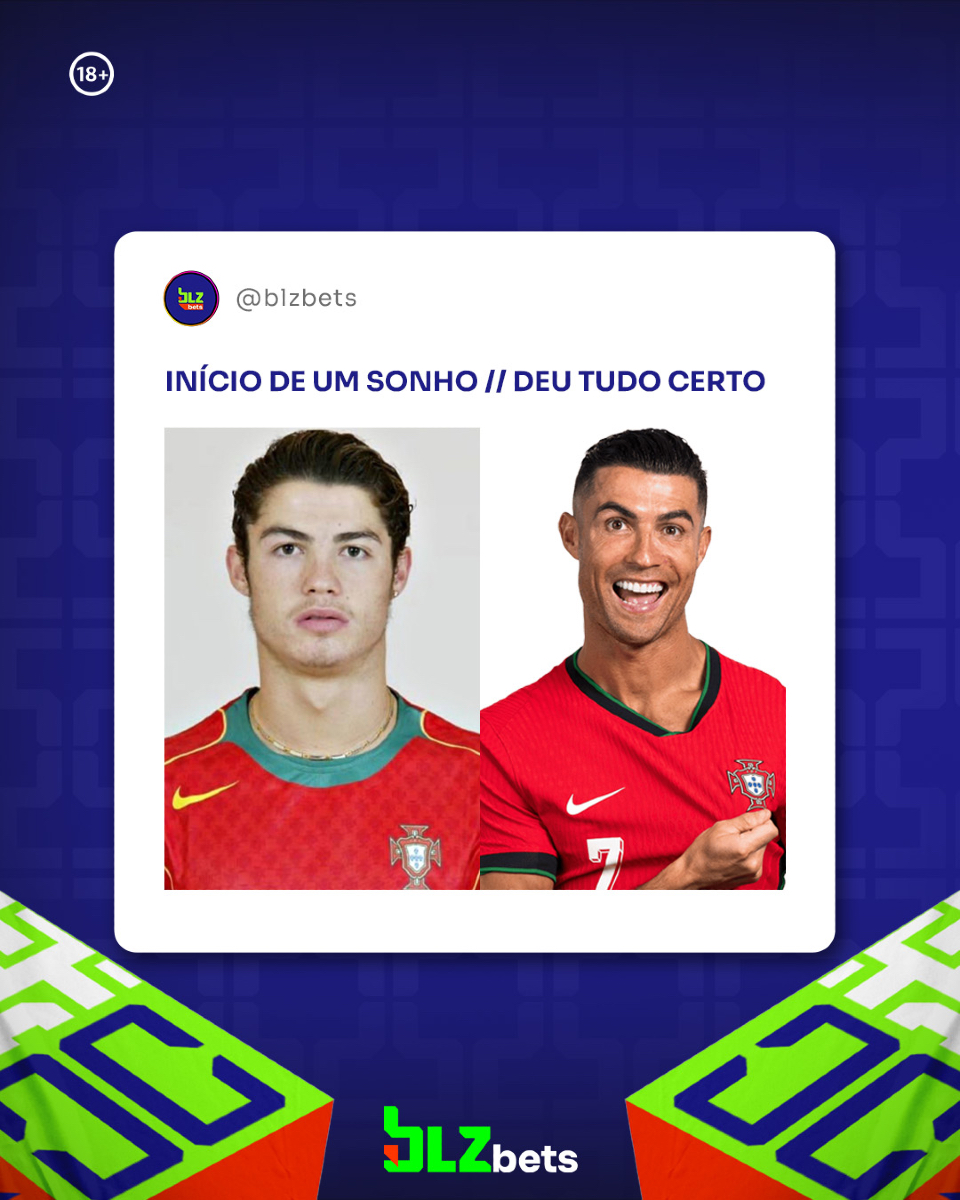 BLZBETS_'s tweet photo. Início de um sonho // Deu tudo certo 🌟 😍

De jovem promissor a lenda do futebol, Cristiano Ronaldo mostrou que sonhos se realizam com trabalho e dedicação.

Qual é sua lembrança favorita da carreira do CR7? 💭  

#BLZbets #CristianoRonaldo #DeuTudoCerto #Futebol https://t.co/CHeiWl5o6J