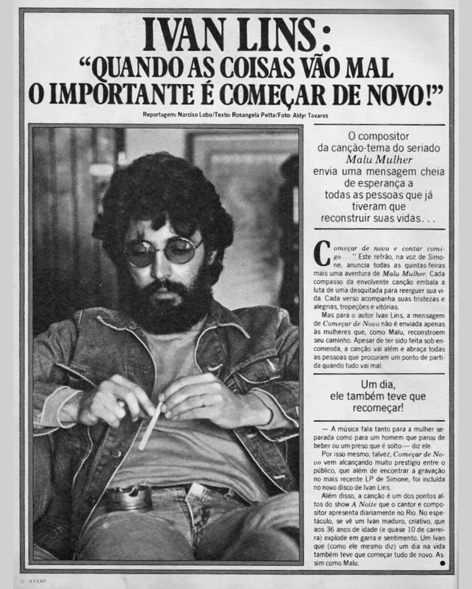 ivanlinsoficial's tweet image. “Começar de novo e contar comigo // Vai valer a pena ter amanhecido...” 🎶

Quem aqui já teve que recomeçar e encontrou forças dentro de si para seguir em frente? 🙋🏻‍♂️

EquipeIL 

📑 Revista Ilusão, agosto de 1979
#ivanlins #começardenovo #fbf #recomeçar