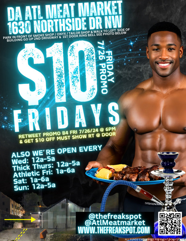 AtlMeatmarket's tweet photo. Lasted hour 🚨🚨🚨to posted to take advantage Great Deal 🔥🔥
Repost flyer take advantage of customer appreciation night 

FRIDAY is here, Customer Appreciation  
Retweet this and get ‼️$10 all night‼️
 🚨🚨🚨🚨🚨🚨🚨🚨🚨🚨🚨
(Must repost before 6pm)💥💥

Make @AtlMeatmarket  the Best place’s 
To come freak💦👿 and party 🔥
Hookah 💨
Premium liquor 🥃
3500 ft.²  of fun 
Dark area 
Sex swing & More