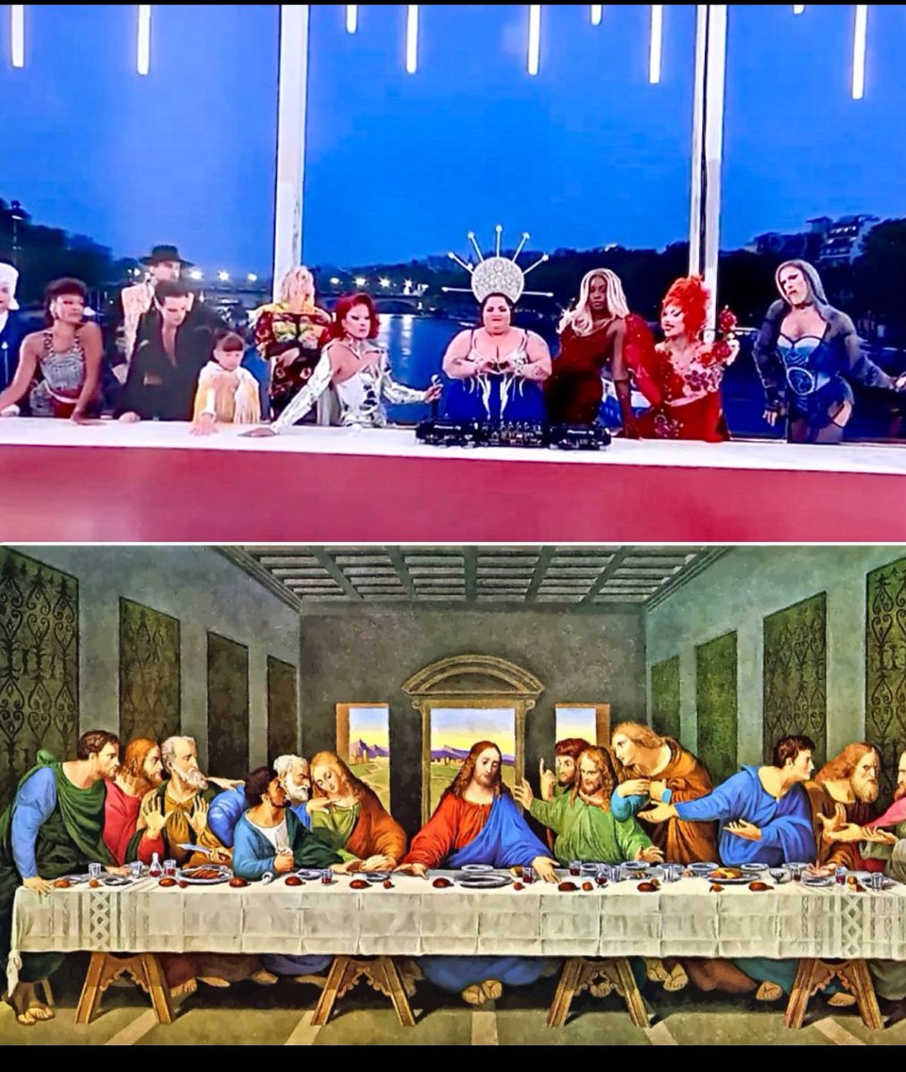 GabyLob's tweet image. Los Juegos Olímpicos se burlan abiertamente de la Última Cena de Jesús mientras drag queens vestidas de mujeres desempeñan el papel de discípulas mientras una mujer de talla grande aparece en el medio simbolizando a Jesús con una corona gigante.

Via ⁦@OliLondonTV⁩