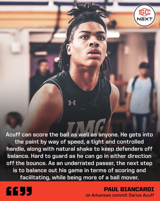 Paul Biancardi (@paulbiancardi) on Twitter photo What will ESPN No.10 Darius Acuff bring to Arkansas? <a href="/DariusAcuff/">Darius Acuff</a> <a href="/RazorbackMBB/">Arkansas Razorbacks Men’s Basketball 🐗</a> <a href="/CoachCalArk/">John Calipari</a> What will ESPN No.10 Darius Acuff bring to Arkansas? <a href="/DariusAcuff/">Darius Acuff</a> <a href="/RazorbackMBB/">Arkansas Razorbacks Men’s Basketball 🐗</a> <a href="/CoachCalArk/">John Calipari</a>