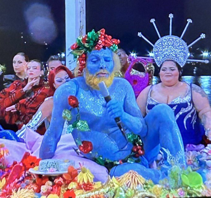At the Opening Ceremony of the Olympics we’ve had:

• Drag Queens mocking The Last Supper

• A decapitated head singing.

• A bearded ‘woman’ dancing provocatively.

• A naked Smurf with an erection.

They want children to see this. We are fighting Satanists and Pedophiles.