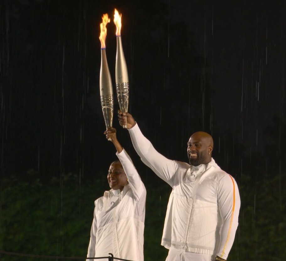inaablm's tweet photo. RT @RMCsport: 🔥Teddy Riner et Marie-Josée Pérec pour le final ! https://t.co/OcdGt2Gly8