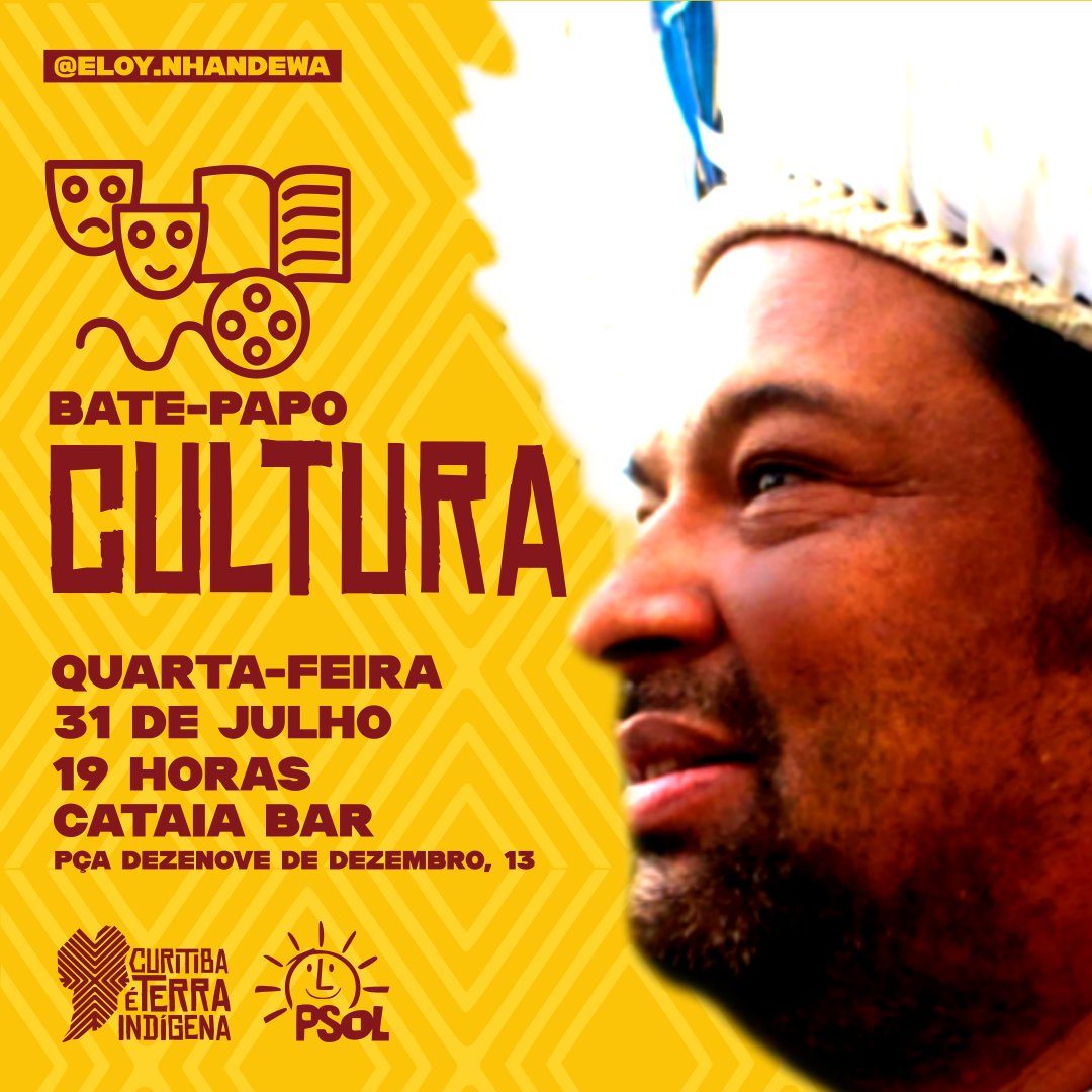 🎭 BATE-PAPO CULTURA
QUARTA | 31/07 | 19H | CATAIA BAR

Convidamos fazedores, arteiros e foliões em um bate-papo para prozearmos sobre a Cultura em nossa cidade, para construirmos uma Curitiba menos careta que respeite a diversidade cultural.

#Cultura #BatePapo #Curitiba