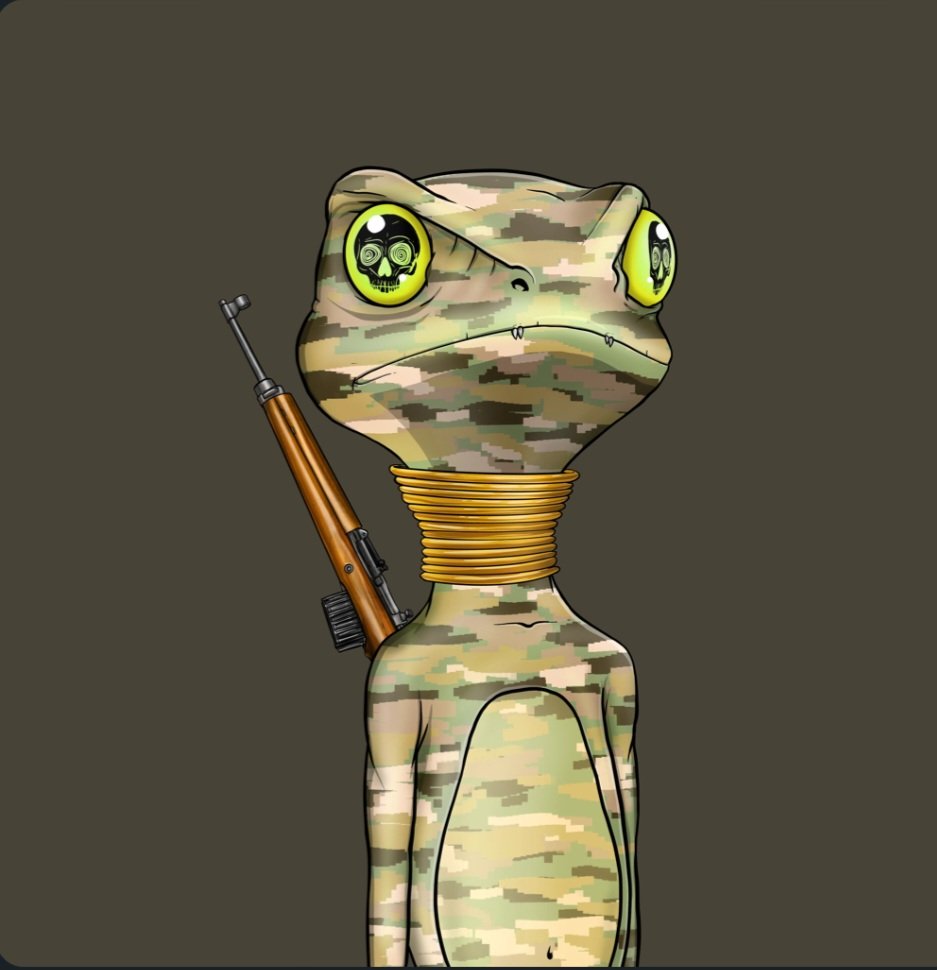 Man when it rains it pours on the blockchain! Won this gorgeous camo mia from <a href="/SealBuds/">SealCom</a> Twitter giveaway ! Anyone who thinks nfts are ded can suck it ! Haha 😄 oh and did I mention I received it mere seconds after opting in , #algorand #nfts #winner <a href="/Gekofam/">Gekofam.algo</a>