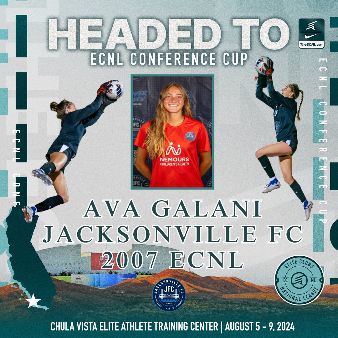 Ava Galani: 2025 Goalkeeper (@avagalani) on Twitter photo Thankful for the opportunity to represent the Southeast and JFC!! Next stop Chula Vista!! #ecnlgirls #goalkeeper #ConferenceCup <a href="/TopDrawerSoccer/">TopDrawerSoccer</a> <a href="/TheSoccerWire/">SoccerWire</a> <a href="/ECNLSoutheast/">ECNL Southeast Girls</a> <a href="/ECNLgirls/">ECNL Girls</a> <a href="/jacksonville_fc/">Jacksonville FC</a> <a href="/PrepSoccer/">Prep Soccer ⚽️</a> <a href="/JFC2007ECNL/">JFC2007ECNL</a> <a href="/ImYouthSoccer/">ECNL/GA/Recruiting/College Soccer</a> Thankful for the opportunity to represent the Southeast and JFC!! Next stop Chula Vista!! #ecnlgirls #goalkeeper #ConferenceCup <a href="/TopDrawerSoccer/">TopDrawerSoccer</a> <a href="/TheSoccerWire/">SoccerWire</a> <a href="/ECNLSoutheast/">ECNL Southeast Girls</a> <a href="/ECNLgirls/">ECNL Girls</a> <a href="/jacksonville_fc/">Jacksonville FC</a> <a href="/PrepSoccer/">Prep Soccer ⚽️</a> <a href="/JFC2007ECNL/">JFC2007ECNL</a> <a href="/ImYouthSoccer/">ECNL/GA/Recruiting/College Soccer</a>