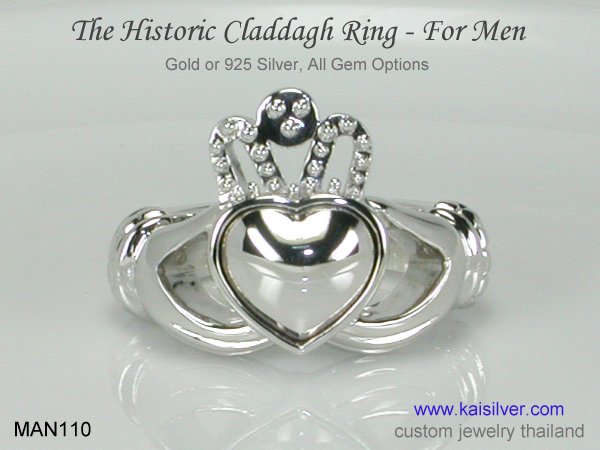 RampzM's tweet image. The historic claddagh ring for men. The men's claddagh ring can be ordered in gold or silver and the gemstone (gem of your choice) is optional. Kaisilver handcrafts the 4 century old ring. #claddaghring #kaisilver #menscladdaghring details: mensrings.kaijewels.com/man110-mens-cl…