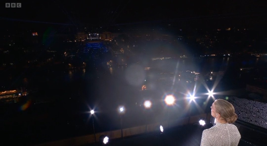 What an image. Céline Dion, who didn't know if she'd ever sing again, looking out over Paris (from inside the actual Eiffel Tower!) after proving she absolutely still has it.  GOOSEBUMPS. #Olympics #OpeningCeremony