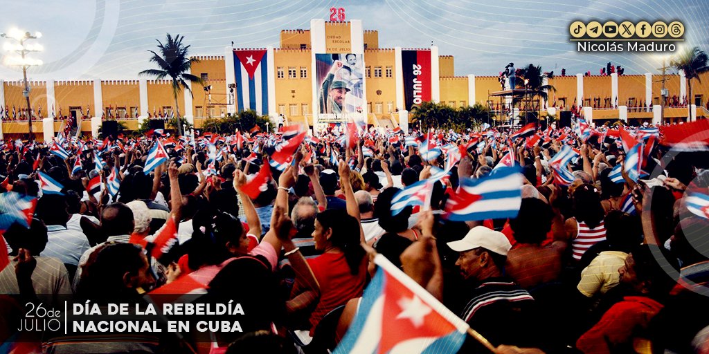 Enviamos un saludo a nuestros hermanos de la República de #Cuba, al General Ejército Raúl Castro Ruz, héroe de la Revolución Latinoamericana y Caribeña, y a su presidente <a href="/DiazCanelB/">Miguel Díaz-Canel Bermúdez</a> en este #DíaDeLaRebeldíaNacional, una fecha histórica que rinde homenaje a los valientes