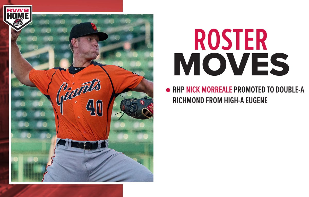 GoSquirrels's tweet photo. Welcome to Richmond, Nick Morreale!
On Friday, the #SFGiants made the following moves that impact the Richmond roster. https://t.co/2DZHrGiI9T