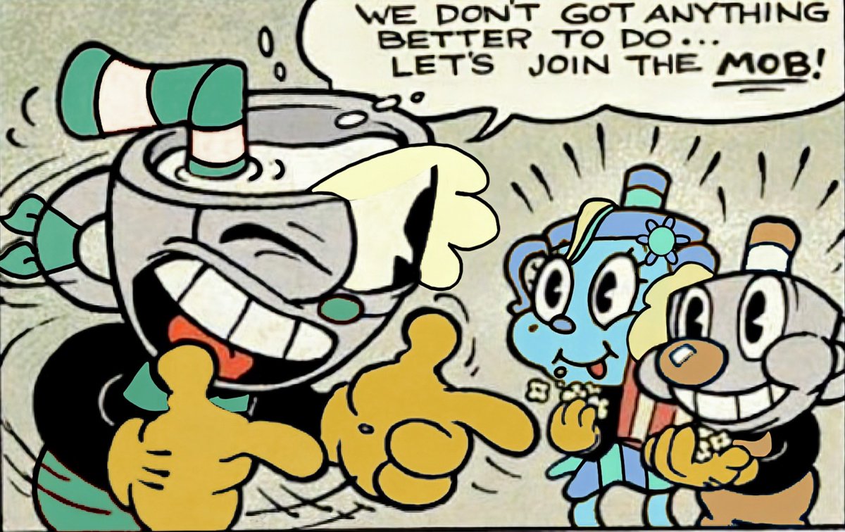 GreenyCup's tweet photo. How about don't join the fuckin Mob- #Cuphead #CupheadOC #CupheadComic #CupheadAU #CupheadFanart #CupheadOCs https://t.co/112hQjgBDw