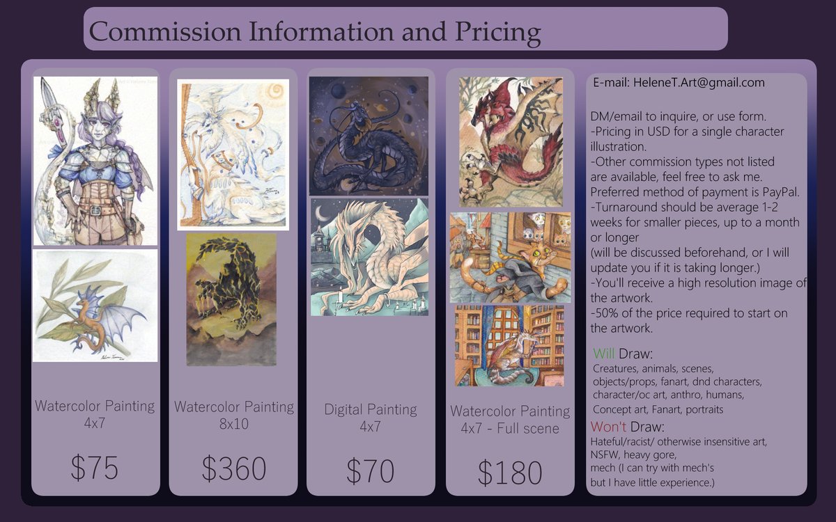 HeleneTimmaArt's tweet photo. Pricing sheet update, in case there is any interest. https://t.co/xIH2w89hGx
