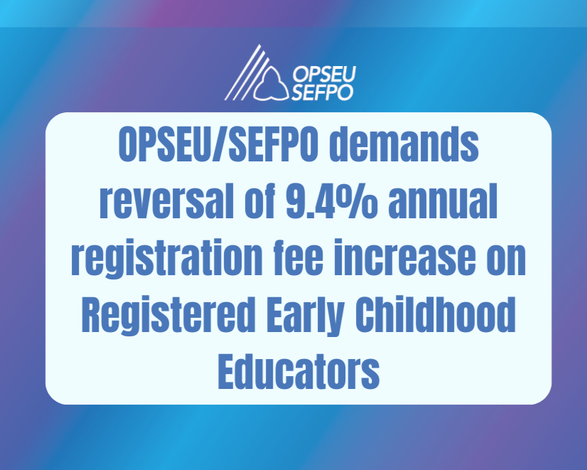 An almost 10% hike in the College of Early Childhood Educators’ annual registration fee is unacceptable. RECEs are a mostly female, low-income workforce who must pay this fee to work in the profession they love. 
Read <a href="/JPHornick/">JP Hornick</a>’s letter to the College: bit.ly/3A09tCc