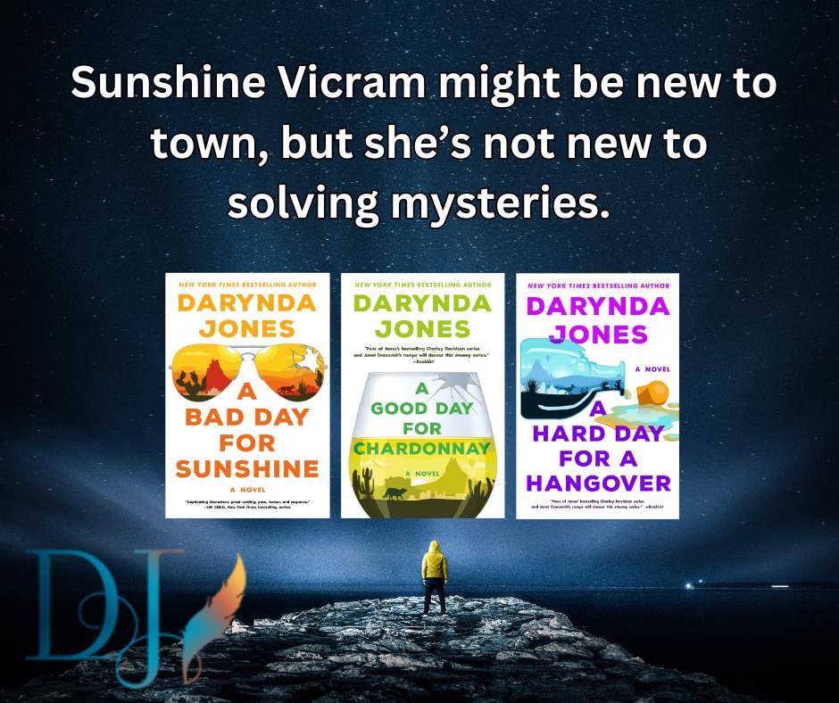 Darynda's tweet photo. Sunshine Vicram might be new to town, but she’s not new to solving mysteries. Discover her adventures in the #SunshineVicram series by @Darynda. 🕵️♀️✨https://t.co/YZVfgSu8tB https://t.co/nFlDOukJ3g