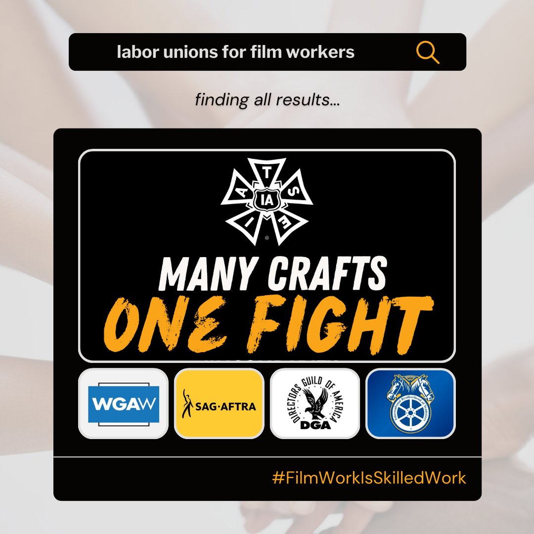 IATSE Local 484 (@local484) on Twitter photo π¬ Support for Film Labor Unions π¬
π₯ @iatse
π @wgawest & <a href="/WGAEast/">Writers Guild of America East</a>
π <a href="/sagaftra/">SAG-AFTRA</a>
π <a href="/Teamsters_399/">Teamsters Local 399</a>
π¬ <a href="/directorsguild/">Directors Guild</a>
Together, let's continue to uphold the standards that make our industry thrive. π¬πͺ
#FilmLaborUnions #UnionStrong #SupportCreativity #IndustryStandards π¬ Support for Film Labor Unions π¬
π₯ @iatse
π @wgawest & <a href="/WGAEast/">Writers Guild of America East</a>
π <a href="/sagaftra/">SAG-AFTRA</a>
π <a href="/Teamsters_399/">Teamsters Local 399</a>
π¬ <a href="/directorsguild/">Directors Guild</a>
Together, let's continue to uphold the standards that make our industry thrive. π¬πͺ
#FilmLaborUnions #UnionStrong #SupportCreativity #IndustryStandards