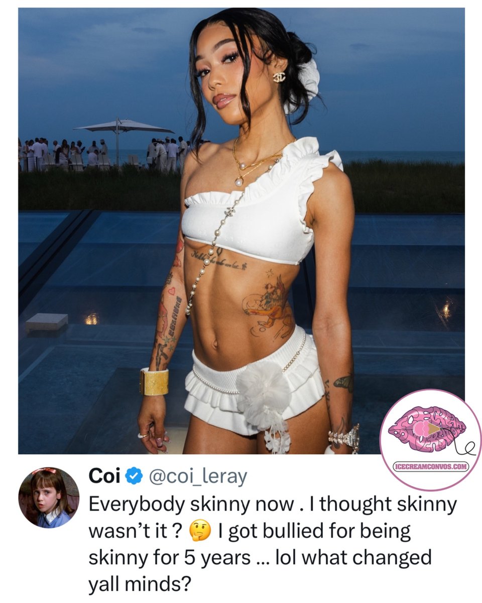 IceCreamConvos's tweet image. #CoiLeray has a question for the class now that everyone is "skinny now." The rapper said she was bullied for 5 years because of her petite frame. 👀🖤🍦 #IceCreamConvos #QOTD