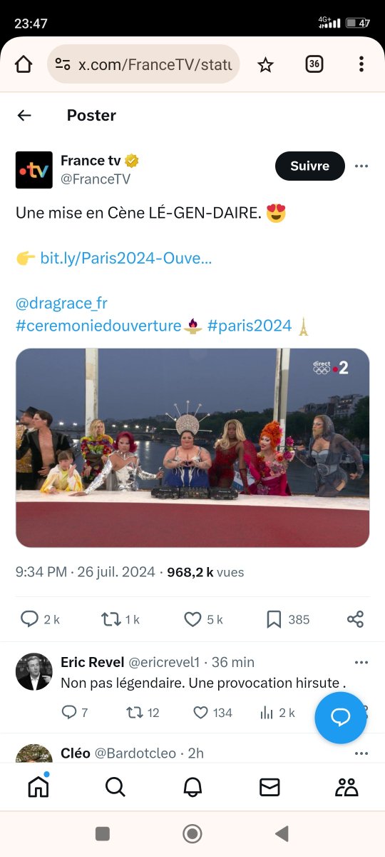 Benedsenlis's tweet image. . Alors, @FranceTV , on écrit des conneries sataniques et ensuite on supprime ? 
#satanique #ceremoniedouverture 
#JO2024 #Honte #Provocation