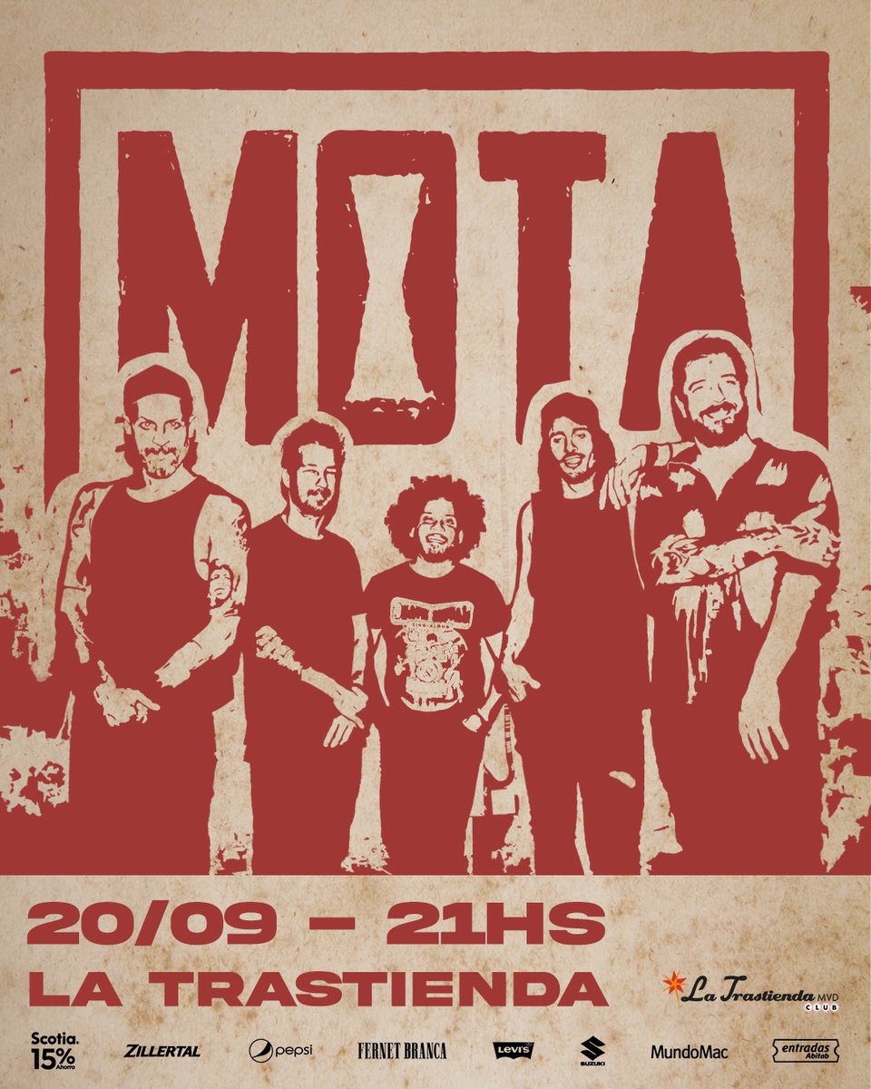 Vuelve MOTA a La Trastienda!

Se viene un show de explosivo, con un repertorio festivo que incluye alguna canción nueva de nuestro próximo lanzamiento. 

“Hoy rompo el telón y salgo a gritar”
🤘🤘🤘🤘

🎟️ entradas.abitab.com.uy/evento/Mota--1…
📍20 de setiembre / @latrastiendamvd

#MOTA