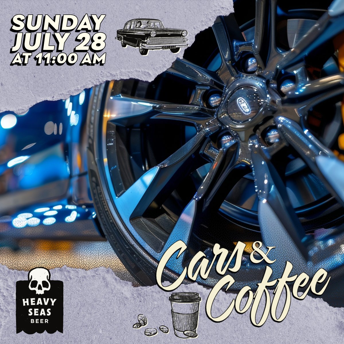 Cruise over to Heavy Seas this Sunday, 7/28, for Cars + Coffee! 🚗☕ 

@chesapeakecoffeeroasters will be serving coffee from 10am-1pm. Our Taproom will open early at 11am, so hang out for a pint or two!

#cars #coffee #carsandcoffee #beer #taproom