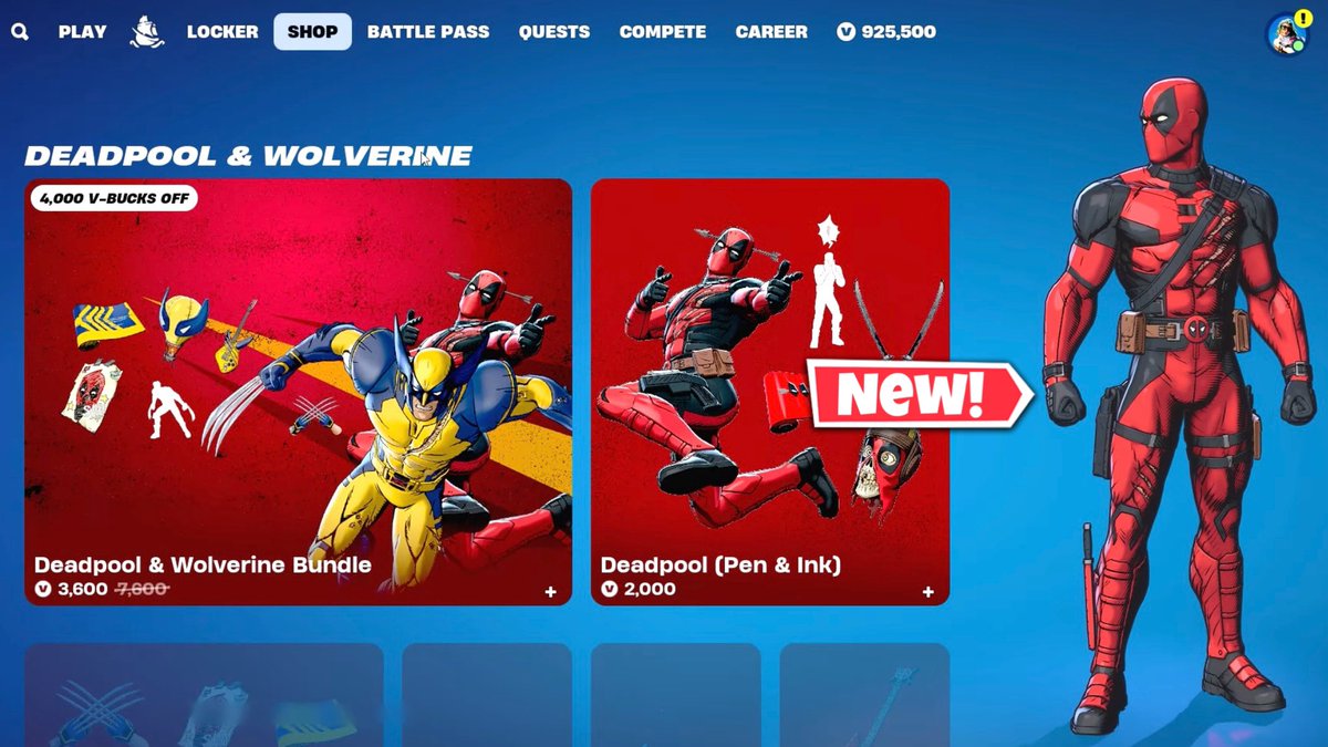 🚨GIVEAWAY🚨

I’m sending 5 people who like this tweet and retweet and reply with epic usernames the Deadpool &amp; Wolverine Bundle or a V-Bucks code in DM’s tonight! 

I’m live choosing winners and showing the new Fortnite item shop, join: youtube.com/live/NGtQil5s3…