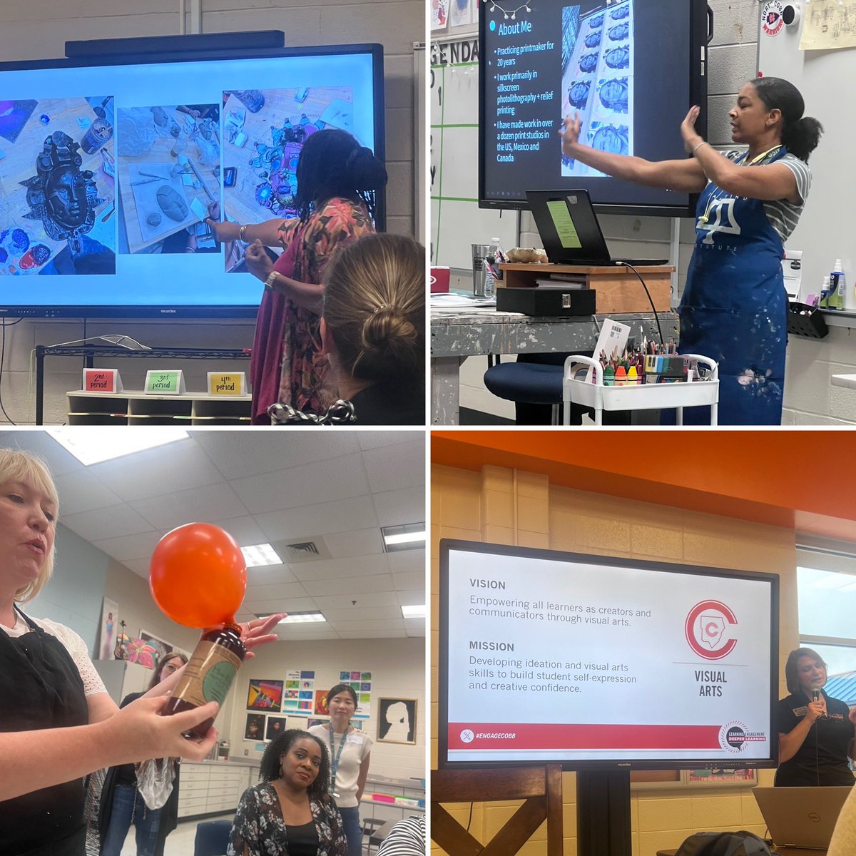 Rteest4u's tweet photo. Thank you @CobbSchools ! The Visual Art Learning District Learning Engagement Institute is always amazing! @CobbVisualArts you help empower all art teachers to be there best with outstanding workshops each year! #cobbartrocks @bellsferryelem #engagecobb https://t.co/77rSHEFE2W