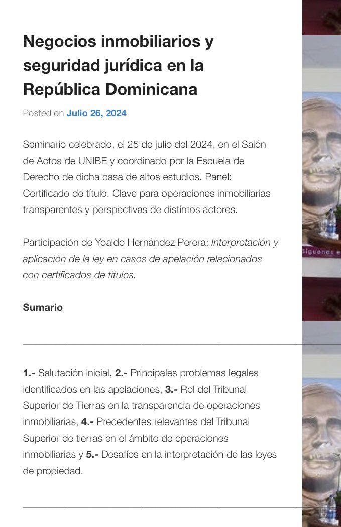 yoaldohp's tweet photo. Mi intervención de ayer en el importante seminario sobre negocios inmobiliarios en República Dominicana y seguridad jurídica, invitado por la estimada @KSolerBaez en @derecho_unibe. Agradecido por la invitación: https://t.co/o2tSr54h0W https://t.co/9rN1oVA1ih