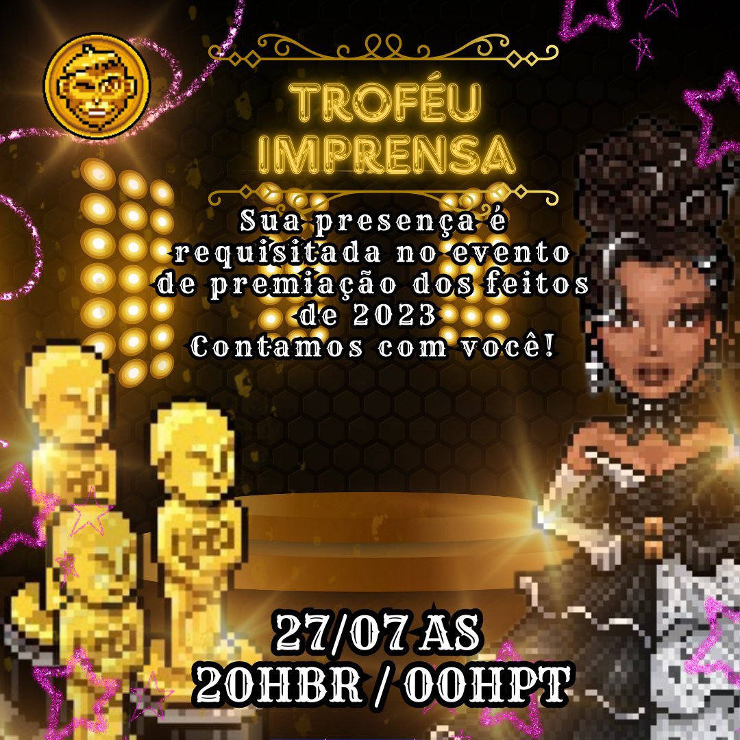 Preparem-se pra prestigiar o maior troféu imprensa feito dentro do jogo! Mega animado para conhecer os melhores do ano de 2023.🏆✨🏅

🗓️ 27/07/2024 (Sábado)
🕗 20:00 BR / 00:00 PT
🎙️<a href="/Habblindados/">Habblindados 🐒</a>