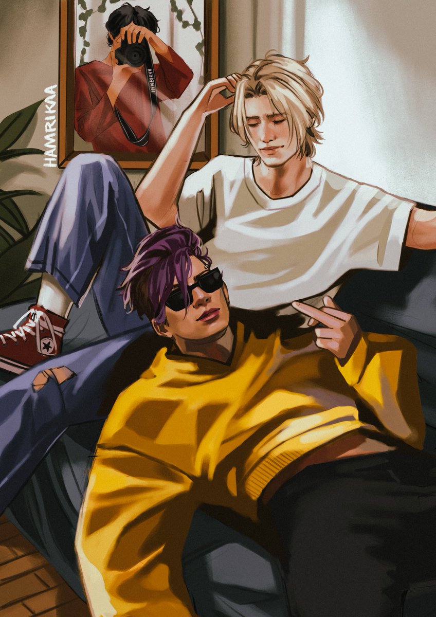 hamrikaa's tweet photo. Shorter, Ash &amp; Eiji 

I did hide Shorters eyes behind the glasses, because he weirdly looked like Jackson Wang to me???? Idk why though, I never ever used a reference of him or anything 😭

#BANANAFISH #ashlynx #eijiokumura #shorterwong https://t.co/hzx7Ihevri