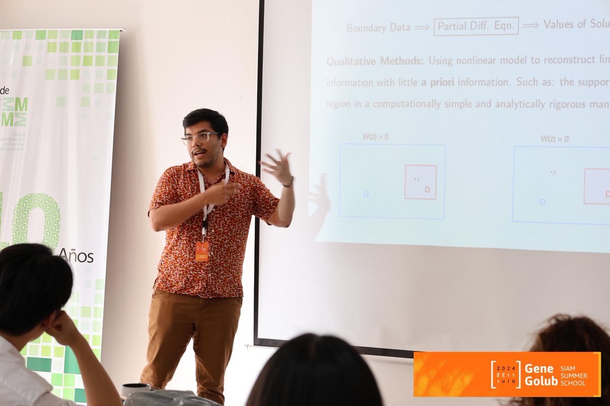 ModeMatEC's tweet photo. Hoy, en la Gene Golub SIAM Summer School, profundizamos en los desafíos y aplicaciones de los problemas inversos de estimación de parámetros.
Nuestros estudiantes presentaron sus trabajos de investigación, destacando por su conocimiento y dedicación. 🎓🔍
@TheSIAMNews
#G2S3UIO https://t.co/jcHODXmt4X