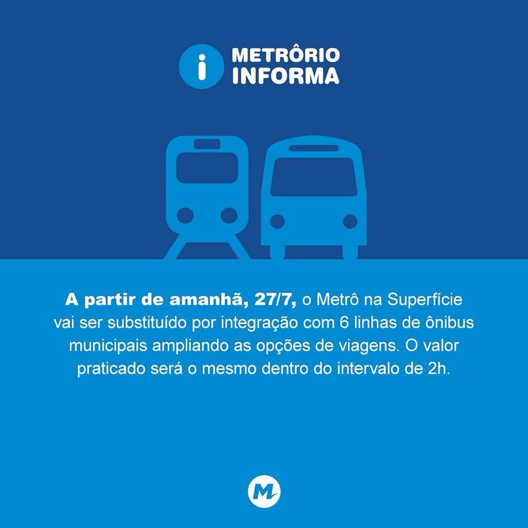 motor_radio's tweet photo. A partir de amanhã (27/7) o Metrô na Superfície vai ser substituído por integração com 6 linhas de ônibus municipais que já existem passando nas mesmas rotas
Assim, você terá mais opções de linhas e poderá chegar a mais bairros pagando a mesma coisa que paga na viagem integrada + https://t.co/uzG4O1zxSn
