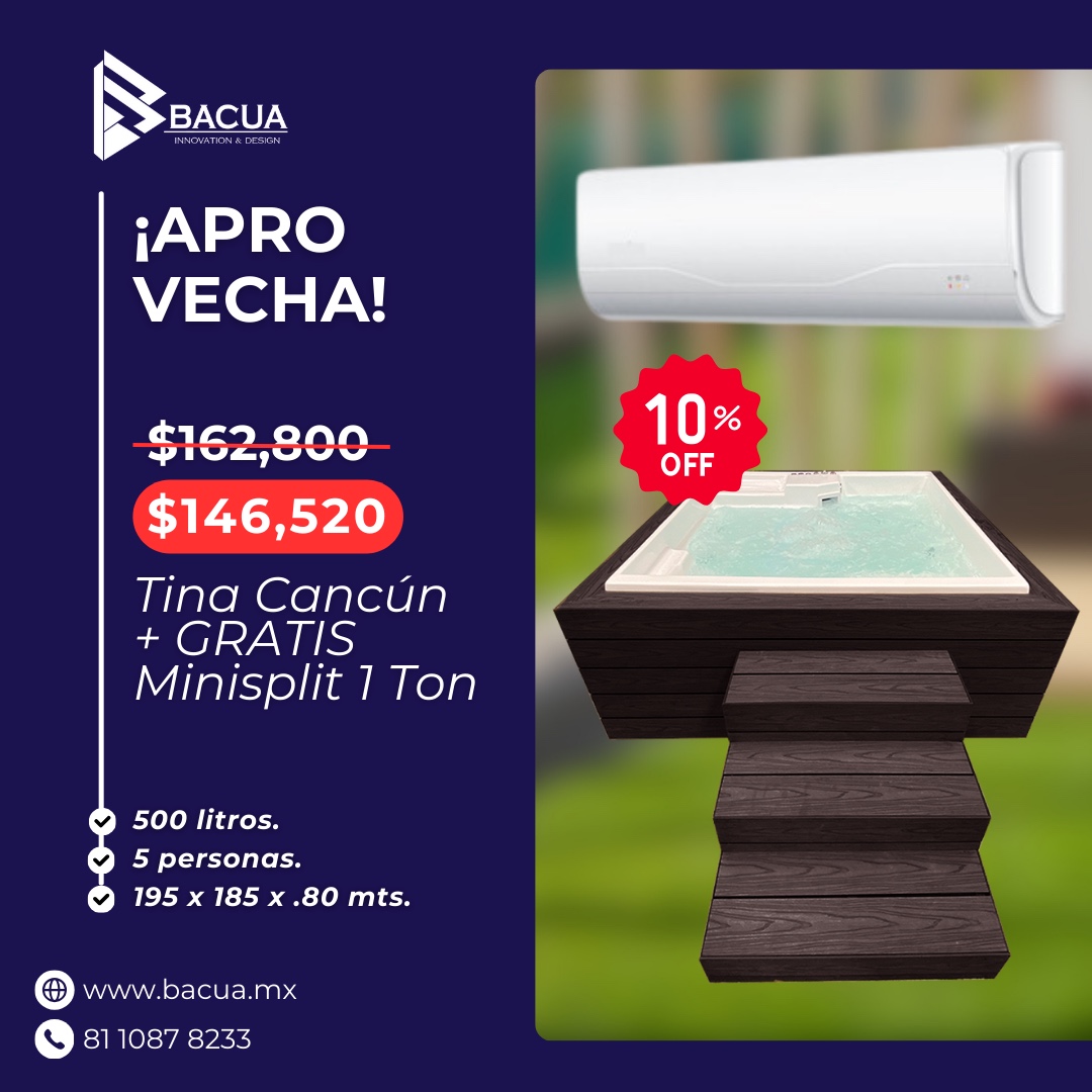 BACUAMX's tweet photo. ¡SUPER PROMOCIONES!
Transforma tu hogar en un espacio de relajación.🛁

#ExpoTuCasa #Hidromasaje #Relajación #Descuento #Regalo #Confort https://t.co/kduMchma3a