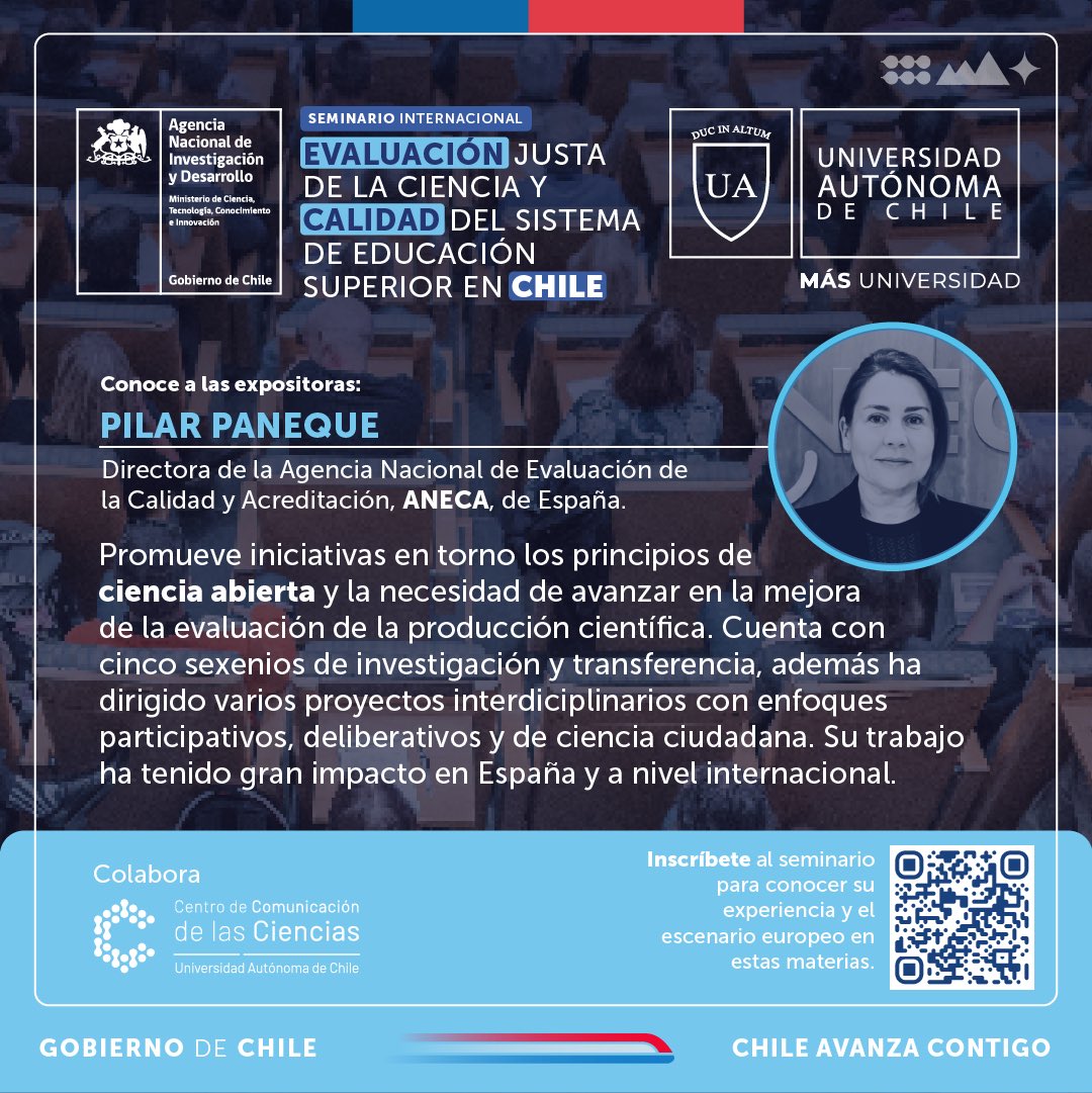ANID_Abierta's tweet photo. 🌏 EXPOSITORAS SEMINARIO INTERNACIONAL

La última convocatoria de los sexenios de investigación en España incorporó componentes de ciencia abierta en la evaluación, iniciativa que abordará @PilarPaneque. https://t.co/Ol6oRCCF7y