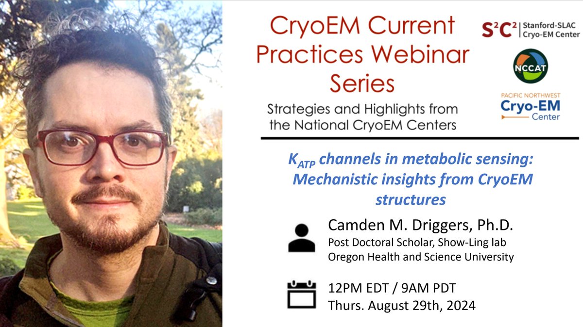 Please join the National CryoEM Centers on Thurs August 29th at 9am (Pacific) for our CryoEM Current Practices Webinar series with speaker Camden Driggers, PhD. Register to attend this free event at  us02web.zoom.us/webinar/regist…