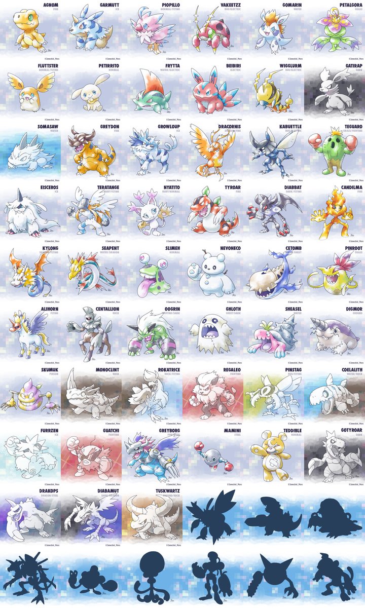 Hey, I need help. I would like to participate in <a href="/PragMagiks/">Brandon 🍉</a> #DigiLyMagik but we're supposed to submit just 3 creatures and I have already done quite a few and can't decide.
which 3 do you think I should submit?
zoom in to see top and bottom rows.