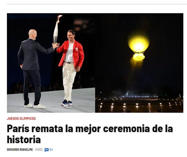 CerfiaFR's tweet image. 🇫🇷🌍 FLASH | La cérémonie des JO de #Paris2024 vue à travers le monde : 

🇪🇸 Marca : "Meilleure cérémonie de l'histoire"
🇺🇸 CNN : "Éblouissant"
🇬🇧 BBC : "Brillamment frénétique"
🇮🇹 Gazzetta dello Sport : "Une superproduction"