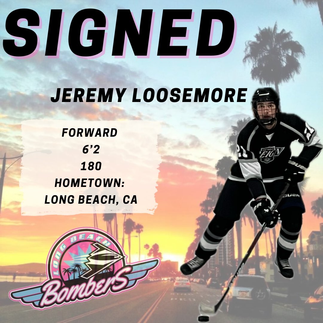 💣SIGNED💣

The Long Beach Bombers proudly welcome aboard forward, Jeremy Loosemore for the 2024-2025 USPHL Premiere season.

“I had the pleasure of meeting Jeremy at our first skate we had over summer and both coaches, my AC nick as well as myself, were drawn to his game. Each