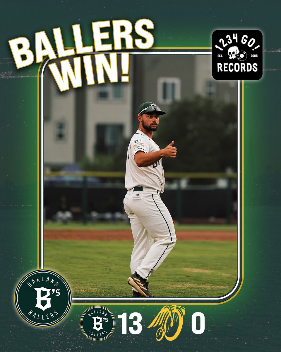 OaklandBallers's tweet photo. A #BradApproved SHUTOUT WIN ‼️‼️ great start to the homestand, come out tomorrow as we continue the series against yolo💥

This win presented by @1234gorecords 🙌 https://t.co/kwLhIR2GL9