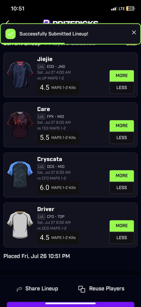 Flex Friday✅😈 Plus 2 other slips im running😎 

More posted in the cords 

@luckyhits19 <a href="/TheArcadeDFS/">The Arcade</a> 

✅✅✅✅✅✅✅✅✅✅✅✅✅✅

#eSports #PrizePick #LoL #flexfriday