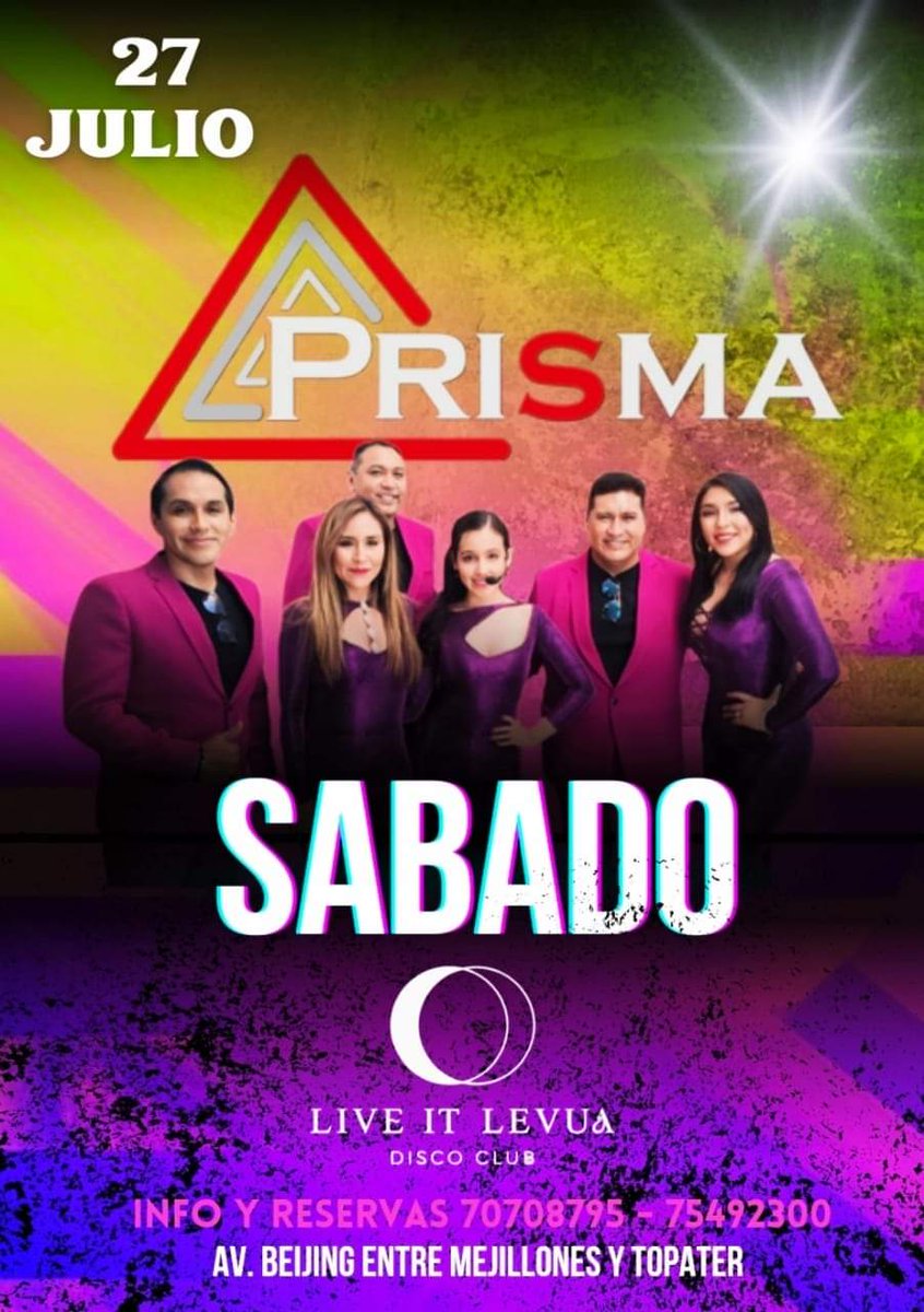 PrismadeBolivia's tweet photo. 🔥¡Sábado 27 en Live it Levua!🔥
📲Info y reservas:
https://t.co/2pNje7L5vZ
https://t.co/HQd2iABXfi
📌Dirección: Av Beijing entre C. Mejillones y Av. Topater. https://t.co/QI7qC7fXzg
