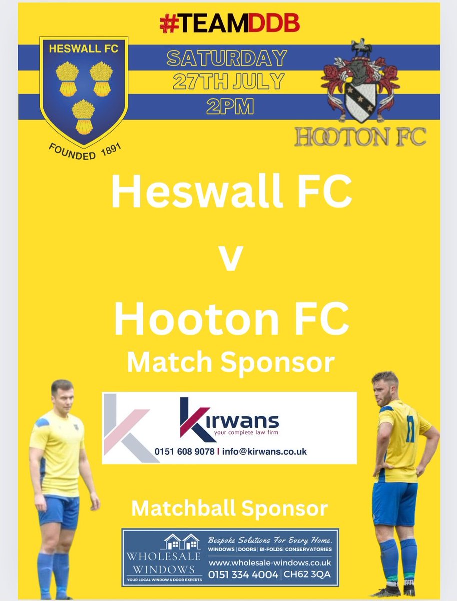 community_hfc's tweet image. Today we welcome @HootonFc to #TeamDDB Park for our 1st Teams final pre season game, 2pm Kick Off. Bar will be open and all support welcome. Match Sponsor is @KirwansLaw &amp;amp; Match Ball is sponsored by @wholesalewindow thank you for your incredible support 💛💙