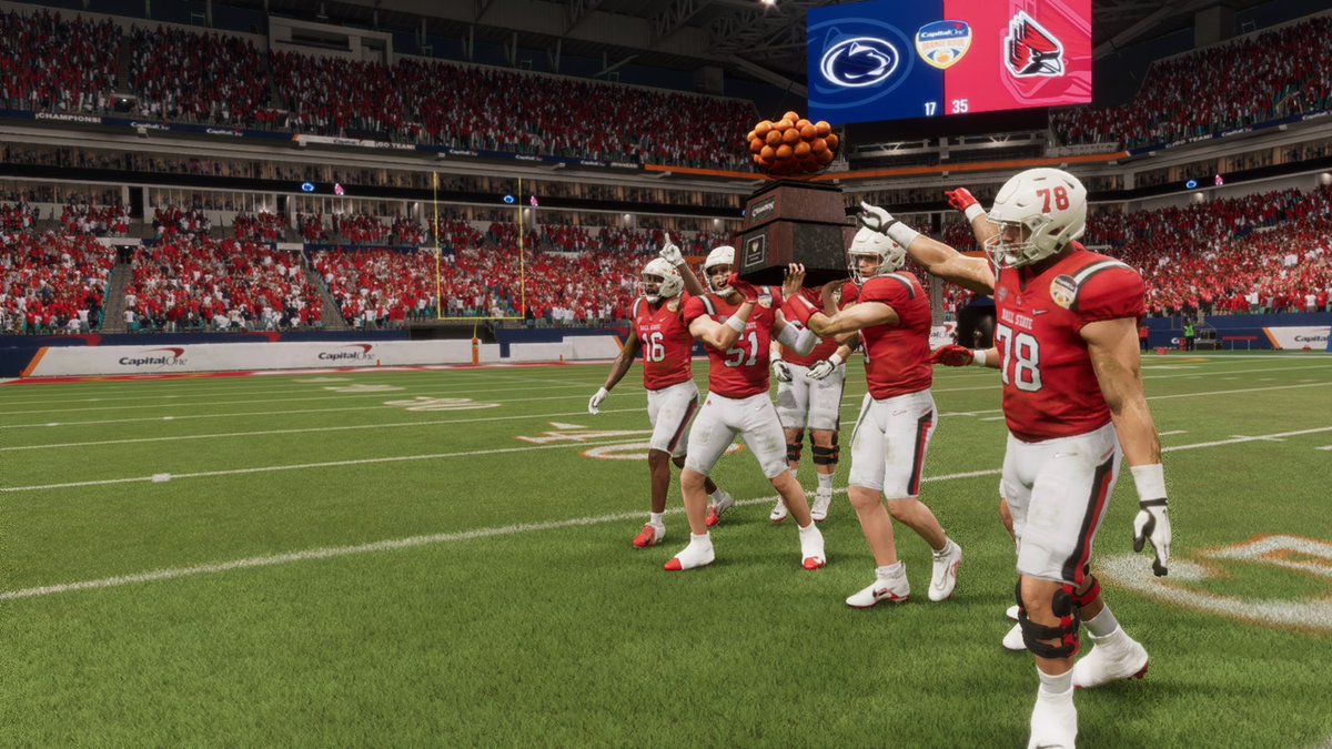 iluvsp0rtz's tweet photo. YOUR 2025 ORANGE BOWL WINNERS. We will face Nebraska in the semifinal. Go Cardinals! #NCAAFootball25 #WeFly #GoCardinals #TrueCardinal #ChirpChirp #BallState #MAC #BABYMONSTER https://t.co/7nfb12CwvE