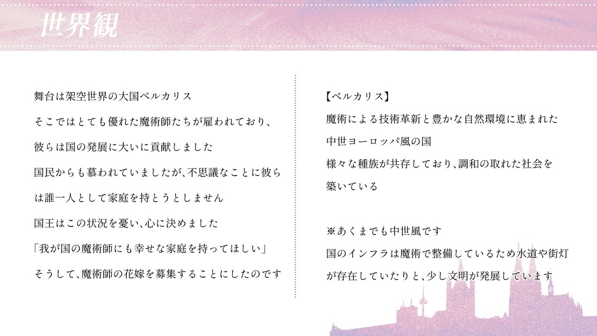 manokon_TL's tweet image. ⊹ ࣪˖ ┈┈ ˖ ࣪⊹ ┈┈⊹ ࣪˖

魔術師×花嫁の
HL限定世界観共有企画

⊹ ࣪˖ ┈┈ ˖ ࣪⊹ ┈┈⊹ ࣪˖

フォロワー数一定以上で始動予定です

#創作企画 #世界観共有企画 #まの婚_公式
