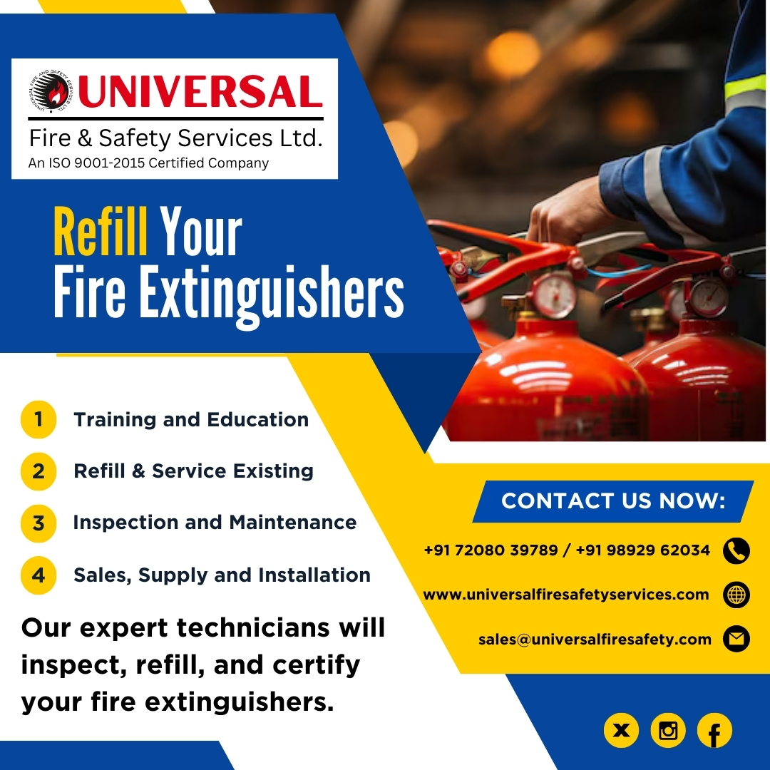 Universal_FSSL's tweet photo. Don't Wait Until It's Too Late: Refill Your Fire Extinguishers Today! 🧯📷
+91 72080 39789 / +91 98929 62034 sales@universalfiresafety.com #firesafety #fireextinguisher #refilling #fireprotection #commercial #industrial #universalfiresafety #safetyfirst https://t.co/oTwGyM2Qft