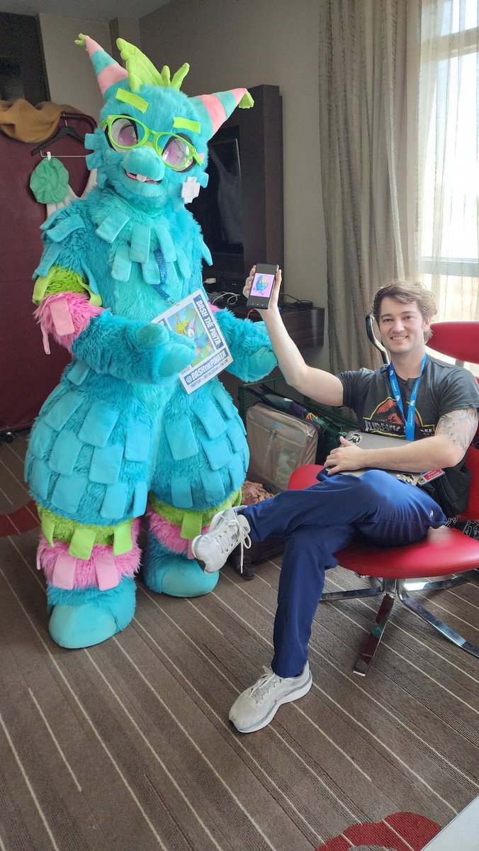 BashThePinata's tweet photo. Thanks con roomie for the cute gift art! 😍🪅 #SDCC #FursuitFriday https://t.co/EHof8jaBl2