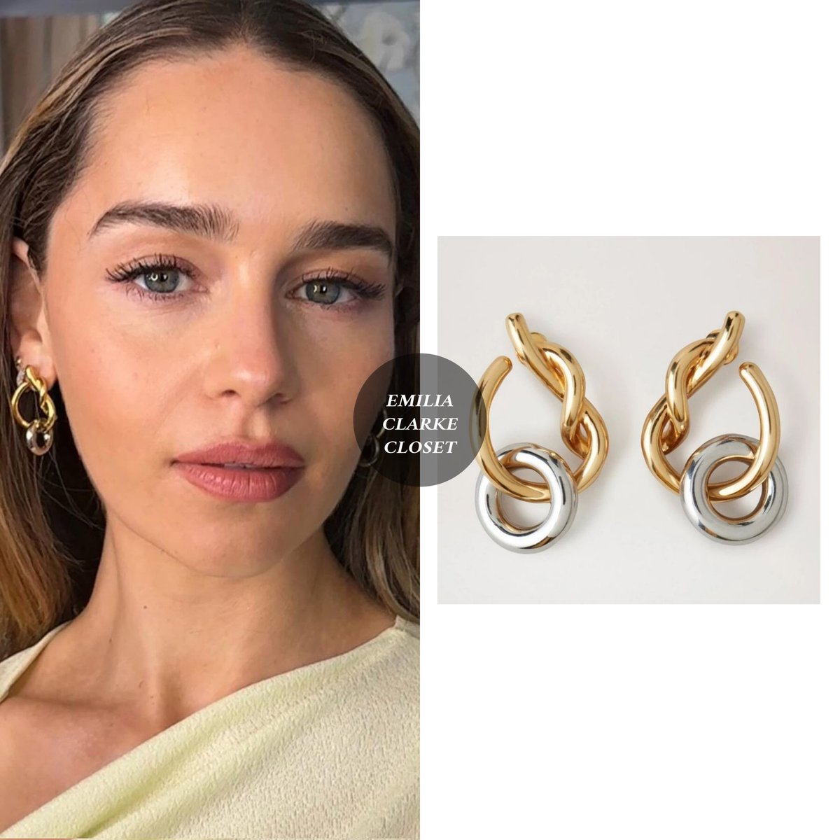 ClarkeCloset's tweet photo. Emilia Clarke via Wendy Rowe IG for #SameYou event!
Emilia wearing @MulberryEngland Twist Knot Earrings (€300). https://t.co/TWeB1smNjC