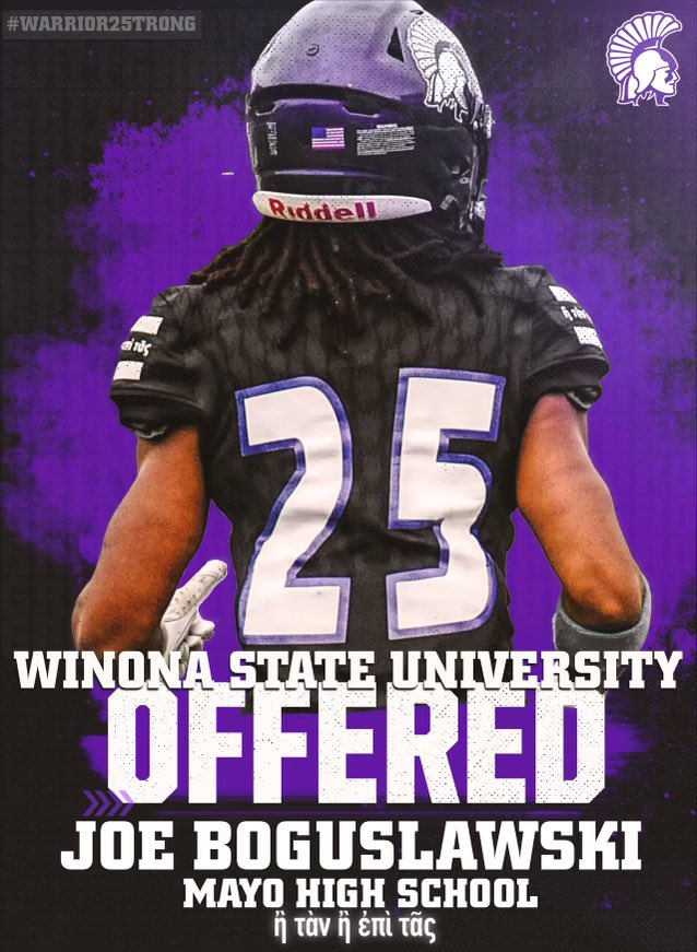 Joseph Boguslawski (@jbogus18) on Twitter photo #AGTG Extremely grateful to receive my first D2 Scholarship offer from <a href="/WinonaState_FB/">Winona State Football</a>! Thank you <a href="/Coach_Bergy/">Brian Bergstrom</a> <a href="/CoachPosateri/">Coach Poz</a> <a href="/CoachParnell/">A.J. Parnell</a> for believing in me!
<a href="/fb_mayo/">Mayo Spartan FB Recruits</a> #AGTG Extremely grateful to receive my first D2 Scholarship offer from <a href="/WinonaState_FB/">Winona State Football</a>! Thank you <a href="/Coach_Bergy/">Brian Bergstrom</a> <a href="/CoachPosateri/">Coach Poz</a> <a href="/CoachParnell/">A.J. Parnell</a> for believing in me!
<a href="/fb_mayo/">Mayo Spartan FB Recruits</a>