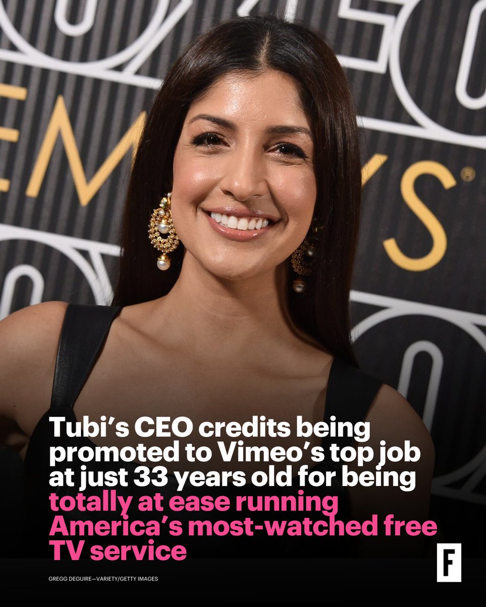 “I never expected to become the CEO of <a href="/Vimeo/">Vimeo</a>,” <a href="/anjsud/">Anjali Sud</a>, who is now 40 and leading Tubi, America’s most-watched free TV service, tells Fortune. bit.ly/4cOTaql